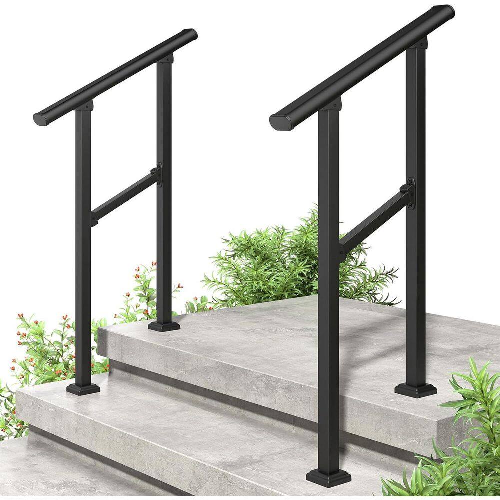 36 in. x 26.5 in. 2-Step Black Carbon Steel Stair Railing Kit, Safety Outdoor Handrails for Exterior Steps (2-Pack) price history on PriceWatchPro