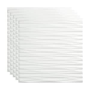 Dunes Horizontal 2 ft. x 2 ft. Glue Up Vinyl Ceiling Tile in Gloss White (20 sq. ft.)