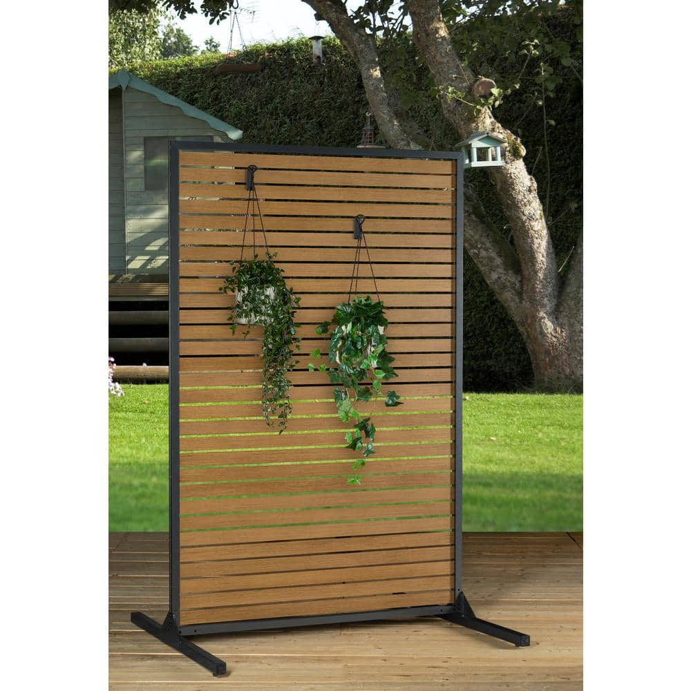 Sojag Privadesa 4 ft. x 6 ft. Dark Grey/Wood Effect Rustproof Aluminum ...