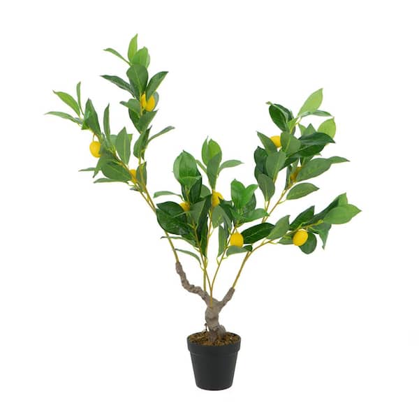 Avex 2.6 ft. Artificial Lemon Tree in Black Plastic Pot