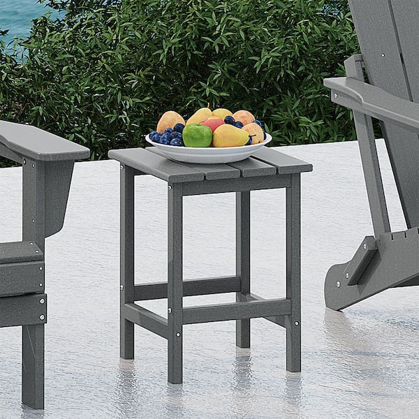 Mason 18 in. Gray Poly Plastic Fade Resistant Outdoor Patio Square Adirondack Side Table