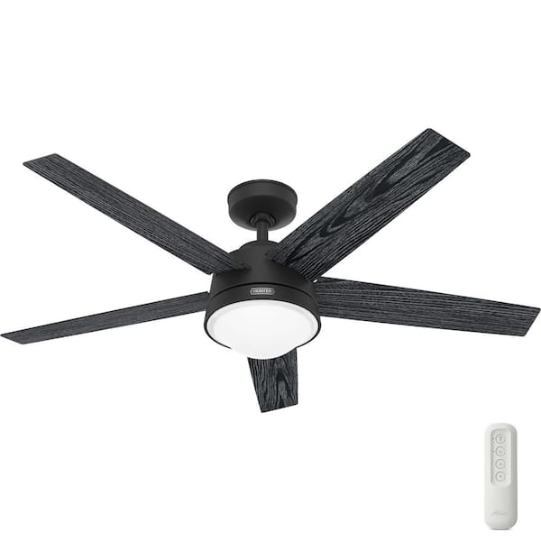 Hunter Lykke 52 in. Indoor Matte Black Ceiling Fan with Light Kit and Remote