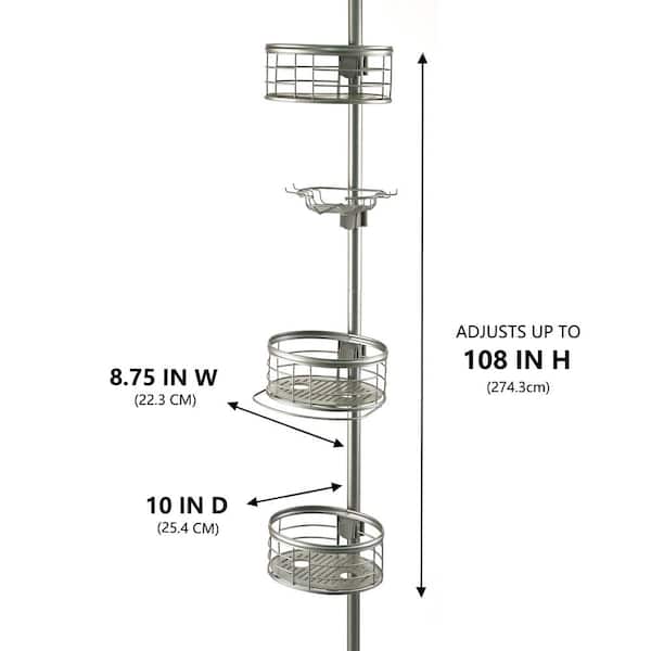 102-in H Steel Chrome Tension Pole Freestanding Shower Caddy 102-in H Steel Chrome Tension Pole Freestanding Shower Caddy