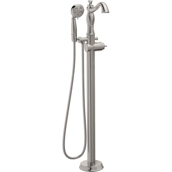 Delta Cassidy 1-Handle Floor-Mount Roman Tub Faucet Trim Kit with Hand Shower in Stainless (Valve and Handle Not Included)