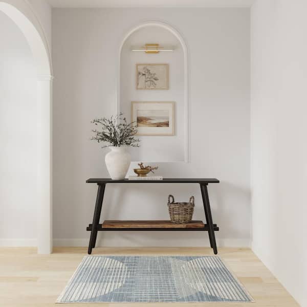 Astra Machine Washable Blue 3 ft. x 5 ft. Graphic Contemporary Area Rug