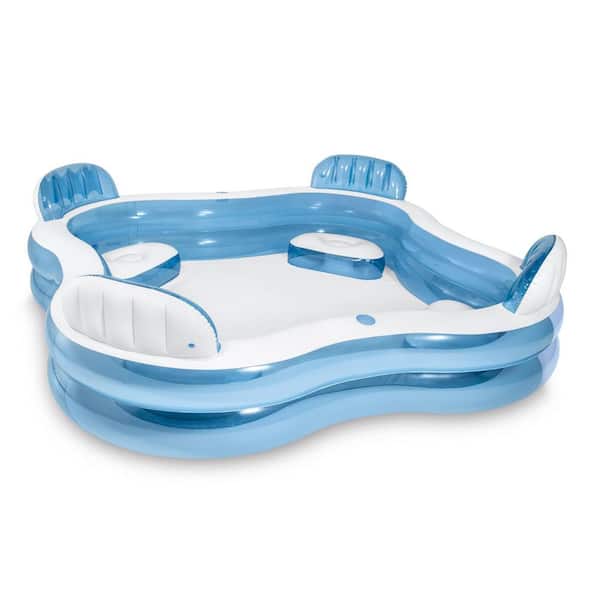 FAWEY TRED INC 97 in. x 26 in. Rectangular Foldable Kiddie Pool, Pet Dog Swimming Pool with 4 Built-in Seats