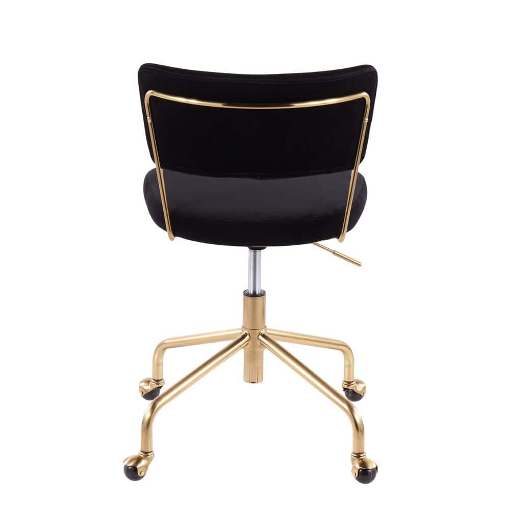 Tania Contemporary Black Velvet 28.5" Swivel Task Chair