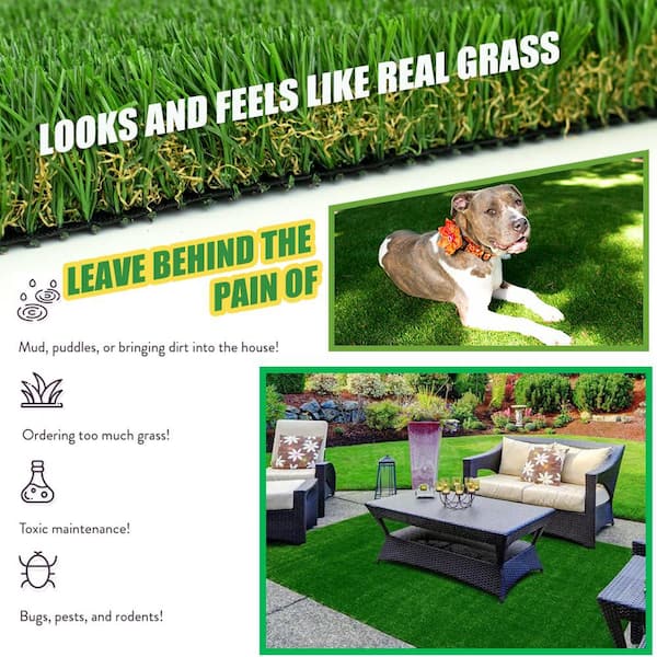 LITA Ultra Thick 1.77 in. Pile Height 8 ft. W x Cut To Length Green Artificial Grass Turf