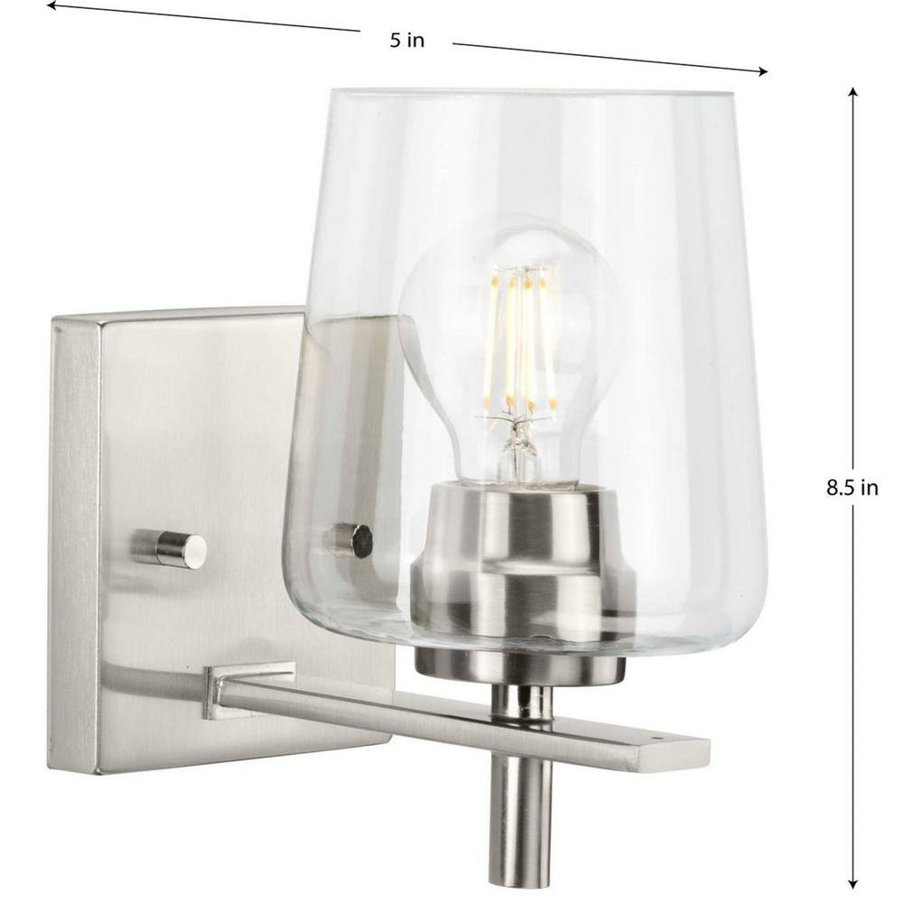 Brushed Nickel Cylinder Wall Sconce with Clear Glass Shade