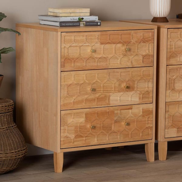 Hosea Natural Brown 3-Drawer 27.6 in. Chest of Drawers