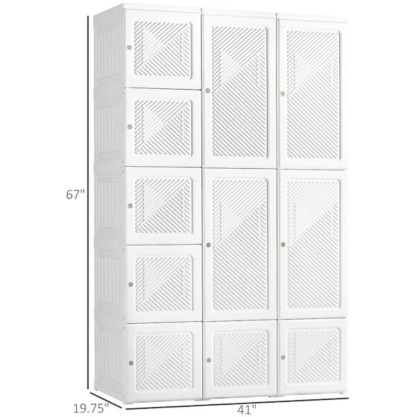 Homcom Portable Wardrobe Closet, Folding Bedroom Armoire, Clothes Storage  Organizer With Cube Compartments, Hanging Rod, Magnet Doors, White : Target