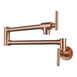 Contemporary Wall Mounted Pot Filler with 2 Handles in Copper