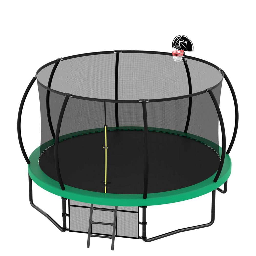 14 ft. Trampoline with Enclosure-Recreational Trampolines w/Ladder and Anti