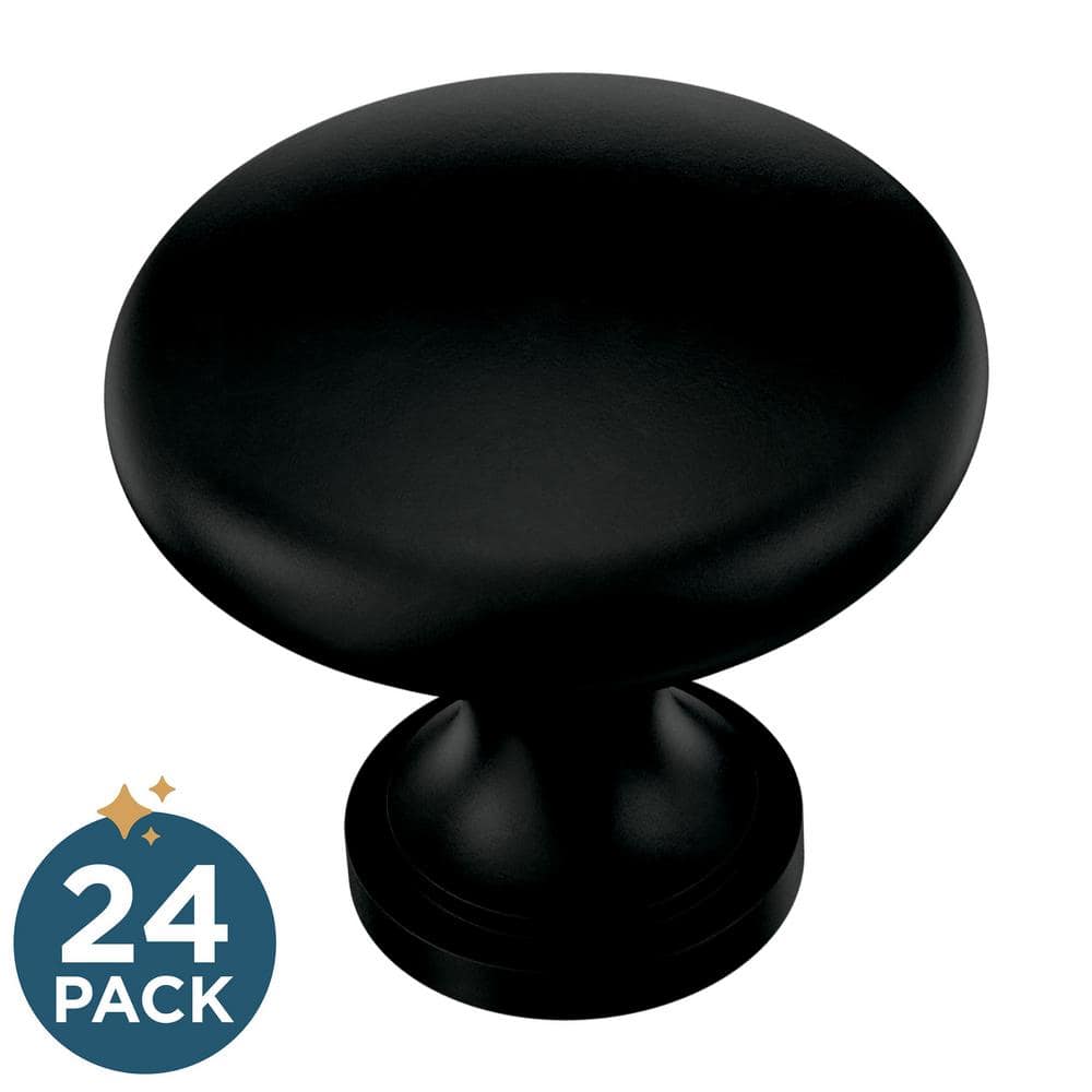 24-Pack Round 1-3/16 in. (30 mm) Classic Matte Black Round Cabinet Knobs