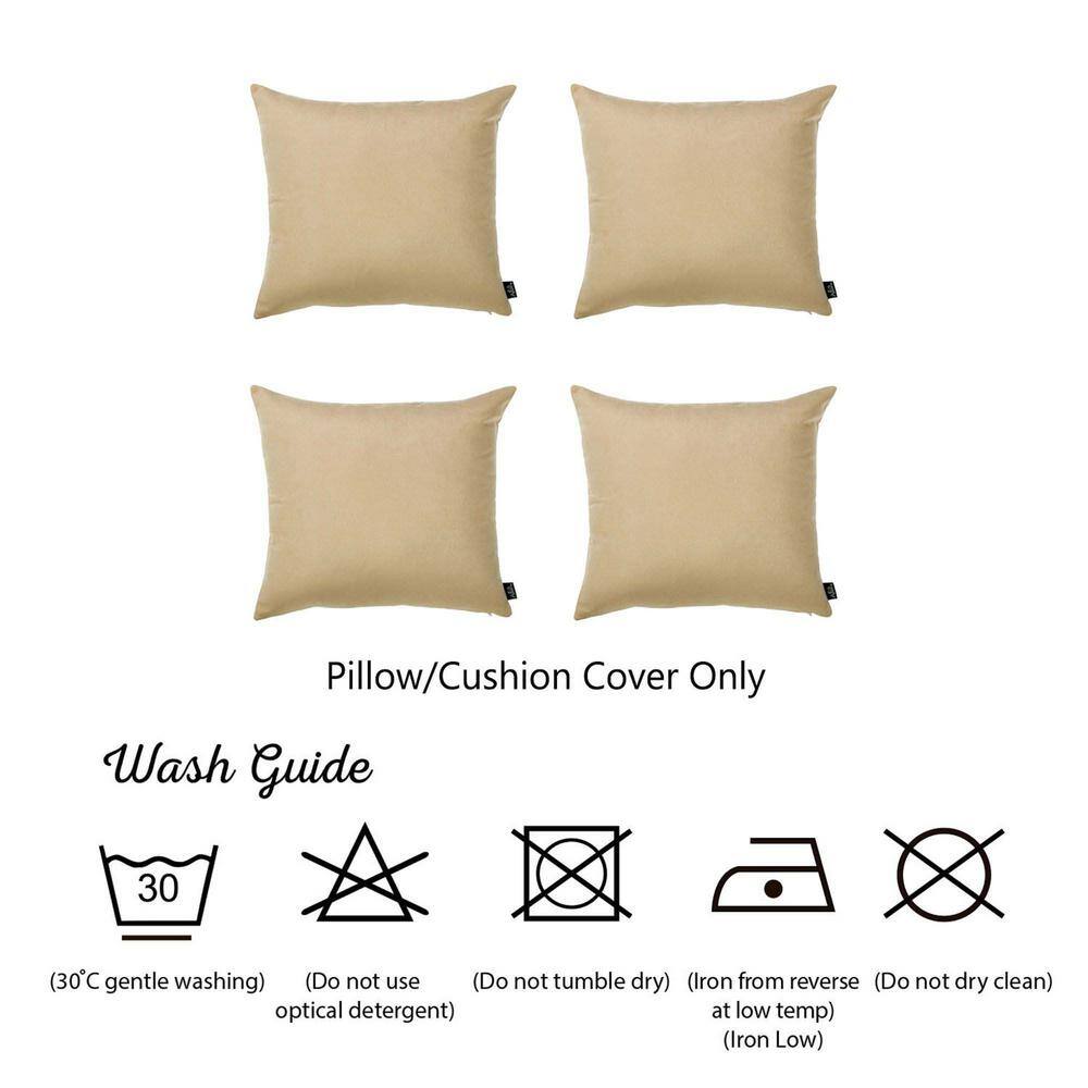 Beige Polyester Euro Square Pillow Covers Set of 4