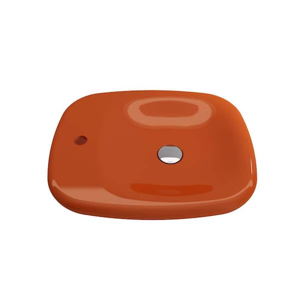 Fenice 21.75 in. Vessel Fireclay 1-Hole Bathroom Sink in Orange