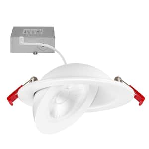 4in. Rotatable Ultra-Thin Recessed LED Floating Gimbal Downlight, 900 Lumens, 5 CCT 2700K-5000K, Dimmable J-Box Included