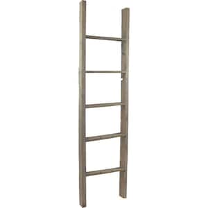 19 in. x 72 in. x 3 1/2 in. Barnwood Decor Collection Reclaimed Grey Vintage Farmhouse 5-Rung Ladder