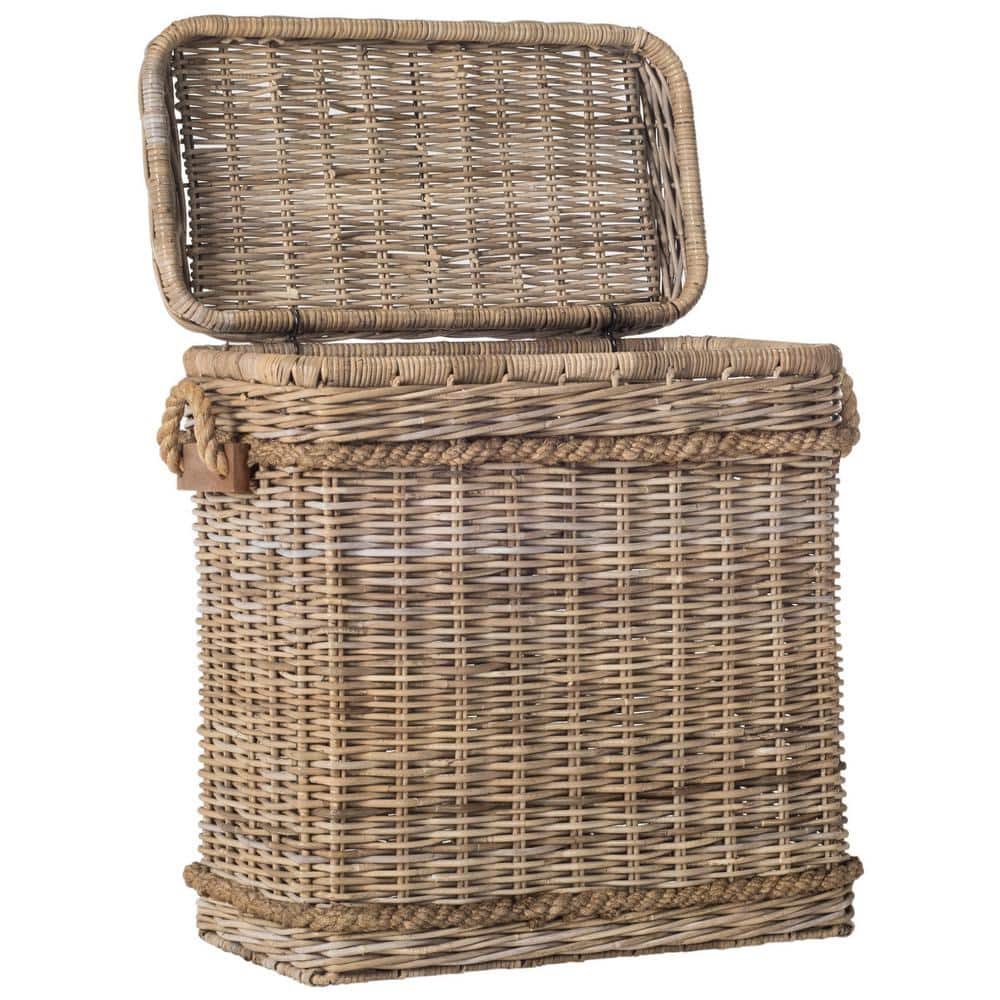 Sidonie Gray Rattan Wicker Storage Hamper with Handles