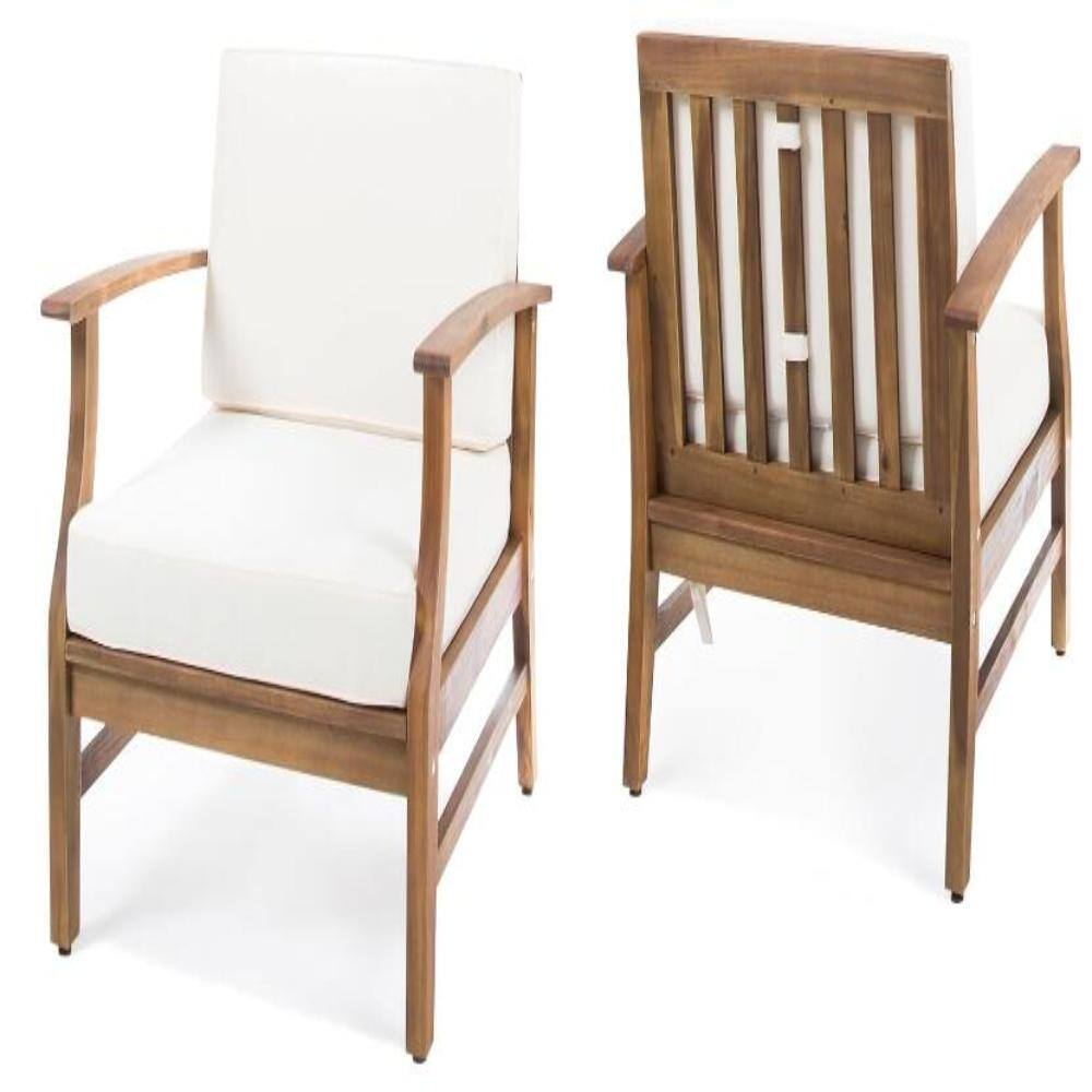 Set of 2 Acacia Wood Outdoor Club Chair Lounge Chair With Cream cushion price history on PriceWatchPro