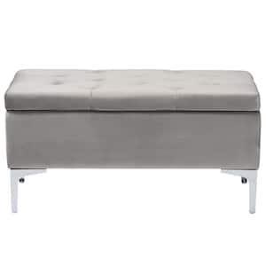 Mabel Grey and Silver Storage Ottoman