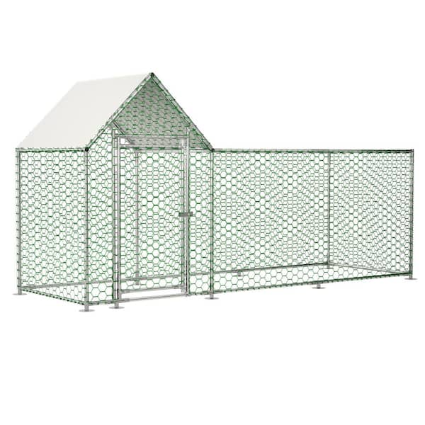 Unbranded 10 ft. W x 3.6 ft. D Outdoor Metal Shed 36 sq. ft. Large Chicken Run for Yard with Waterproof and Anti-UV Cover
