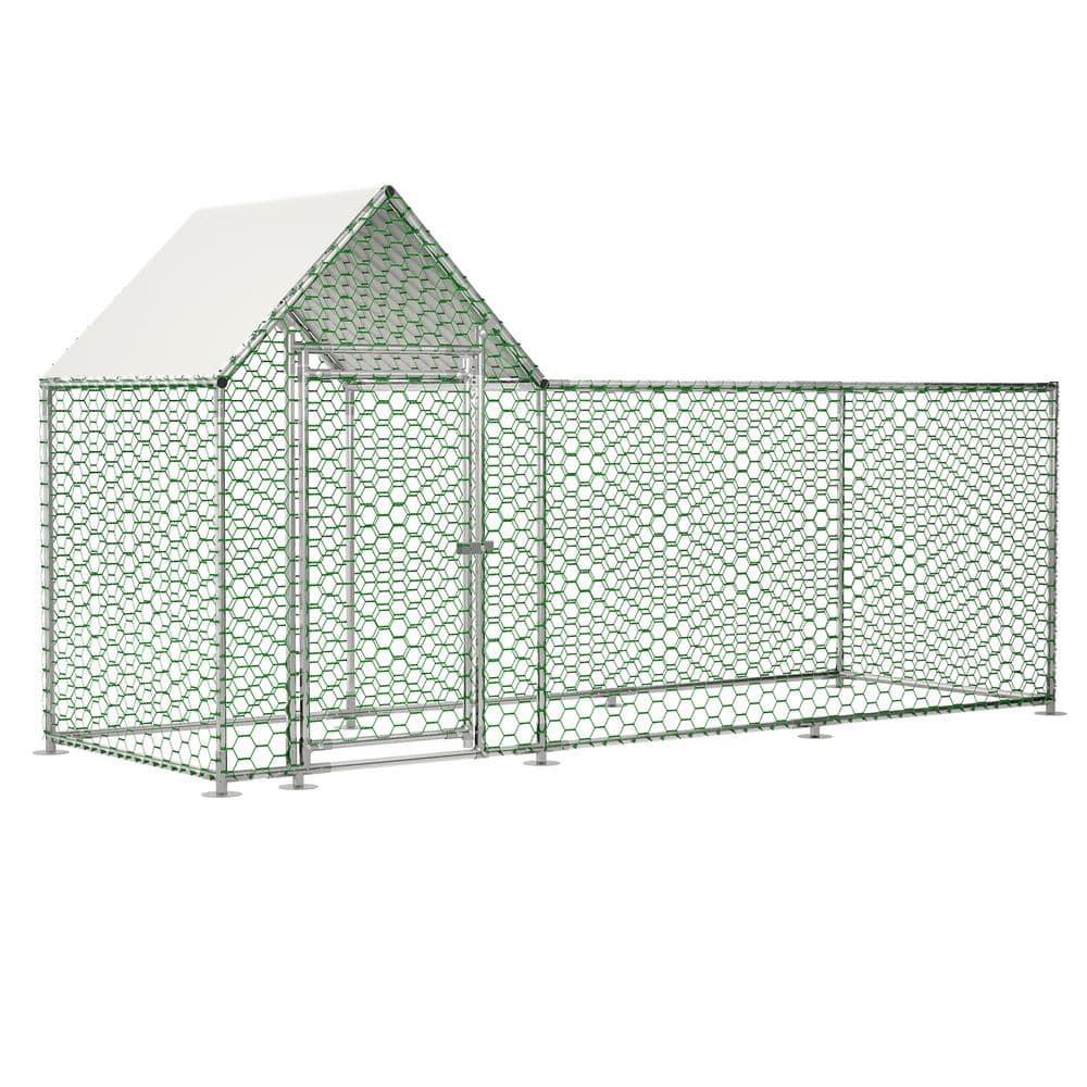 10 ft. W x 3.6 ft. D Outdoor Metal Shed 36 sq. ft. Large Chicken Run for Yard with Waterproof and Anti-UV Cover -  Wiilayok, HD-0418-1984