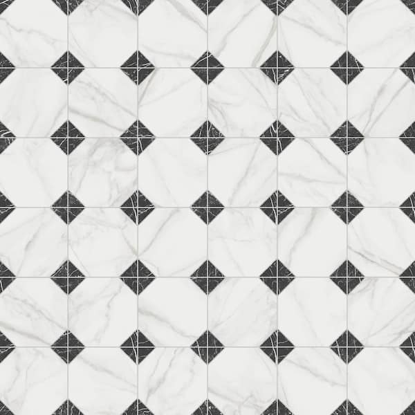 Merola Tile Merzoni Yard Marquina 9 in. x 9 in. Porcelain Floor and ...