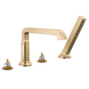 Tetra 2-Handle Roman Tub Faucet Trim Kit with Hand Shower in Lumicoat Champagne Bronze (Valve and Handle Not Included)