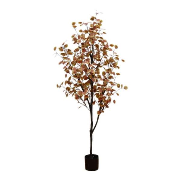 4 ft. Artificial Eucalyptus Tree,Fake Grass Realistic,Outdoor Tall Faux Plants with Pots
