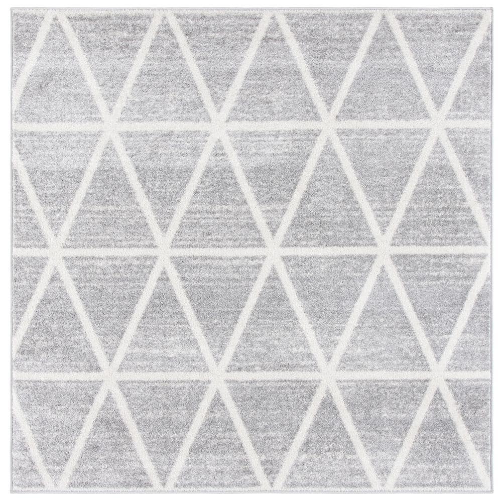 Adirondack Gray and Ivory Square Synthetic Area Rug