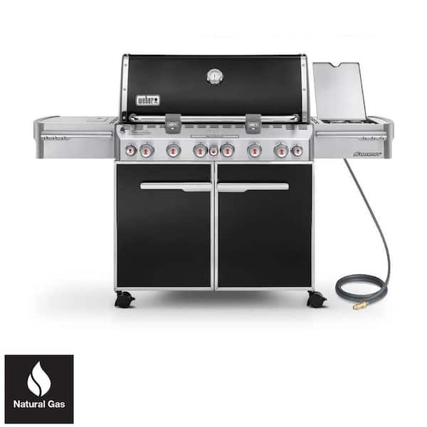 Weber Summit E-670 6-Burner Natural Gas Grill in Black with Built-In Thermometer and Rotisserie