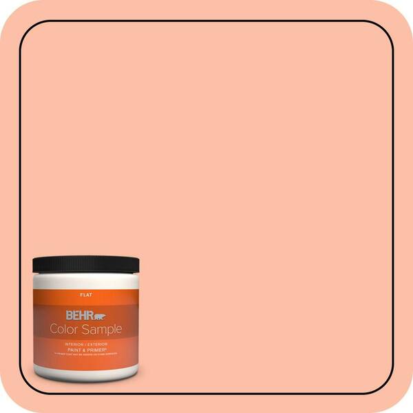 BEHR PREMIUM PLUS 8 oz. #220A-3 Sweet Apricot Flat Interior/Exterior Paint & Primer Color Sample