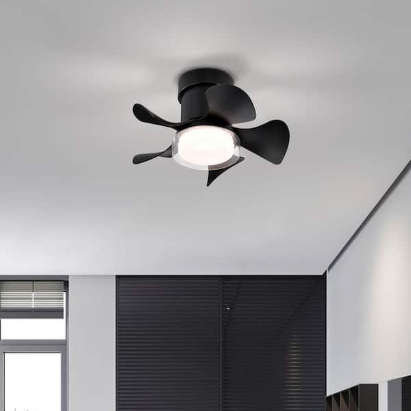 21 in. Smart Indoor/Outdoor Black Low Profile Noise Ceiling Fan with LED Light Kit and Remote