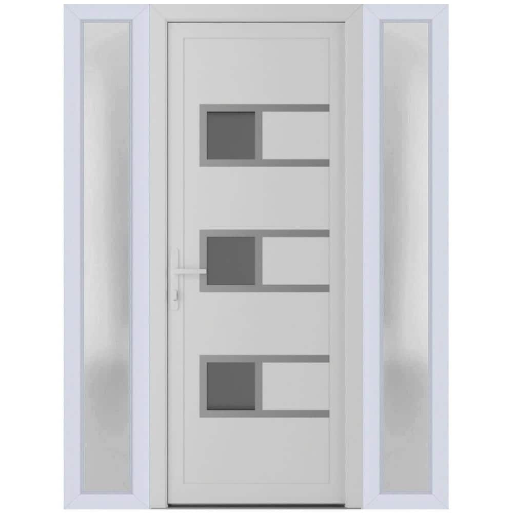 54 in. x 80 in. Right-hand/Inswing Mirrored Glass White Silk Steel Prehung Front Door with Hardware price history on PriceWatchPro