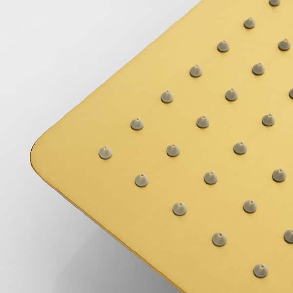 1-Spray Patterns with 2.5 GPM 15.7 in. Ceiling Mount Fixed Shower Head with Shower Arm in Brushed Gold