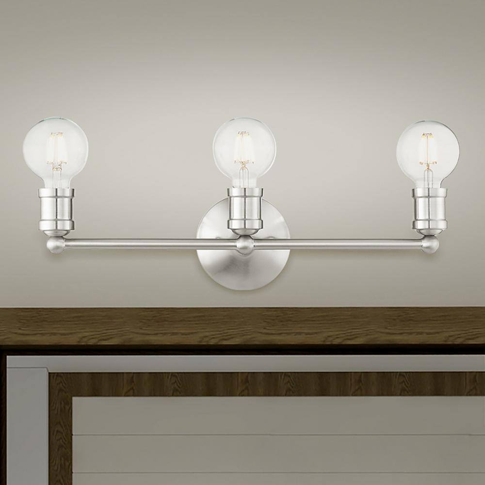Lansdale Brushed Nickel 3-Light Vanity Sconce with Dimmable Lights