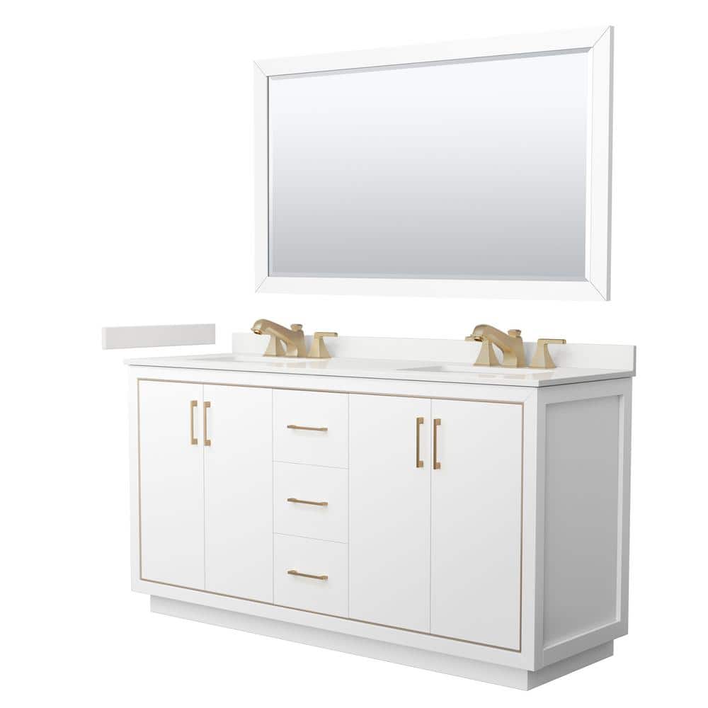 Icon 66 in. W x 22 in. D x 35 in. H Double Bath Vanity in White with White Quartz Top and 58 in. Mirror price history on PriceWatchPro