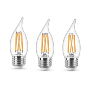 75-Watt Equivalent BA11 Dimmable Warm Glow Dimming Effect LED Candle Light Bulb Bent Tip E26 Soft White (2700K) (3-Pack)