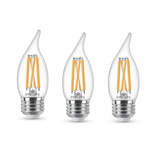 kreativ side Månens overflade Philips 75-Watt Equivalent BA11 Dimmable Warm Glow Dimming Effect LED Candle  Light Bulb Bent Tip E26 Soft White (2700K) (3-Pack) 556498 - The Home Depot