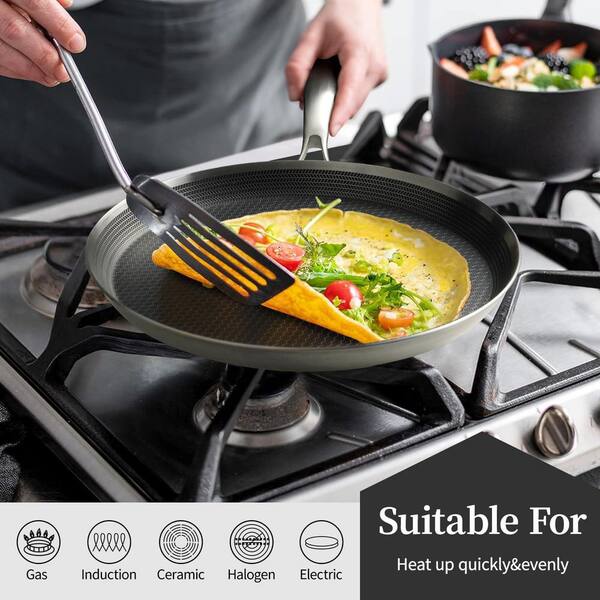 ファンデーション Pan Wudkey 11 in. Silver Stainless Steel Nonstick Crepe Pan, Honeycomb