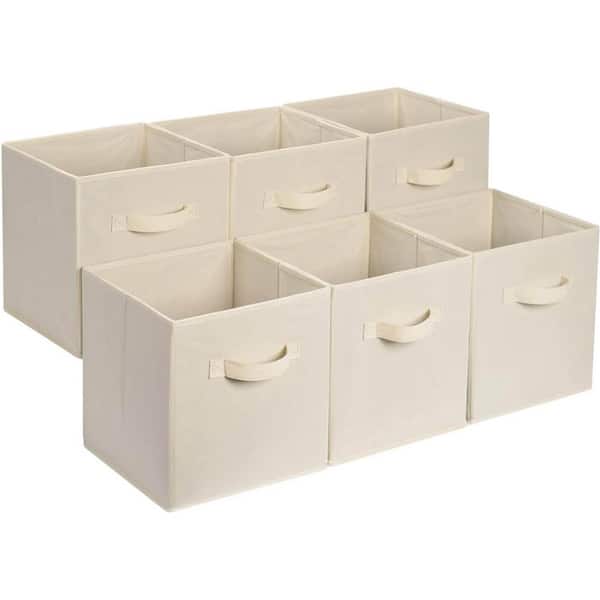 13 in. H x 13 in. W x 13 in. D Beige Cube Storage Bin,Pack of 6