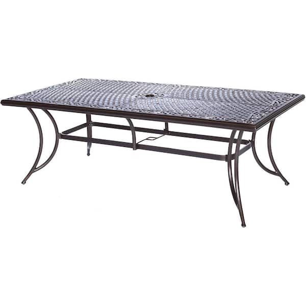 Seasons 9-Piece Metal Outdoor Dining Set with Cushions and a 42-in. x 84-In. Table in Red