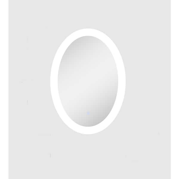 Unbranded 20 in. W x 28 in. H Oval Frameless Wall Mounted Bathroom Vanity Mirror with Touch Switch Single Color Temperature