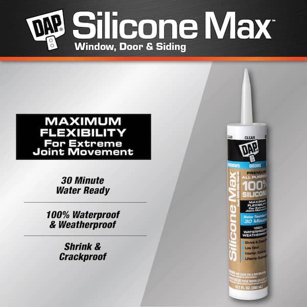 9.8 oz Dap 8641 Clear 100% Silicone Window, Door, and Siding Sealant Pack of 12