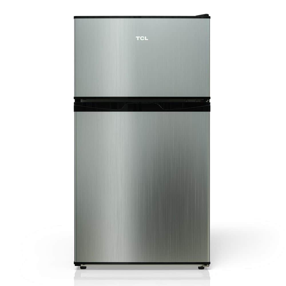3.1 cu. ft. 2-Door Mini Refrigerator in Silver with Top Freezer