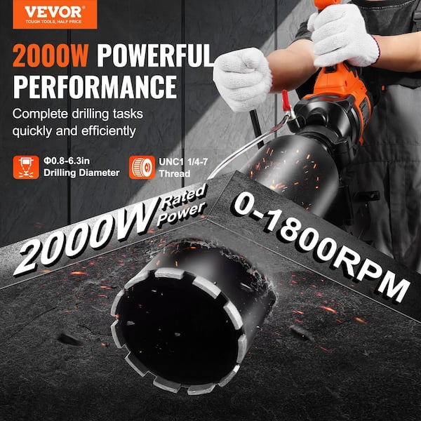 VEVOR Core Drill Machine, 0.8-6.3 in. Drilling Diameter Handheld