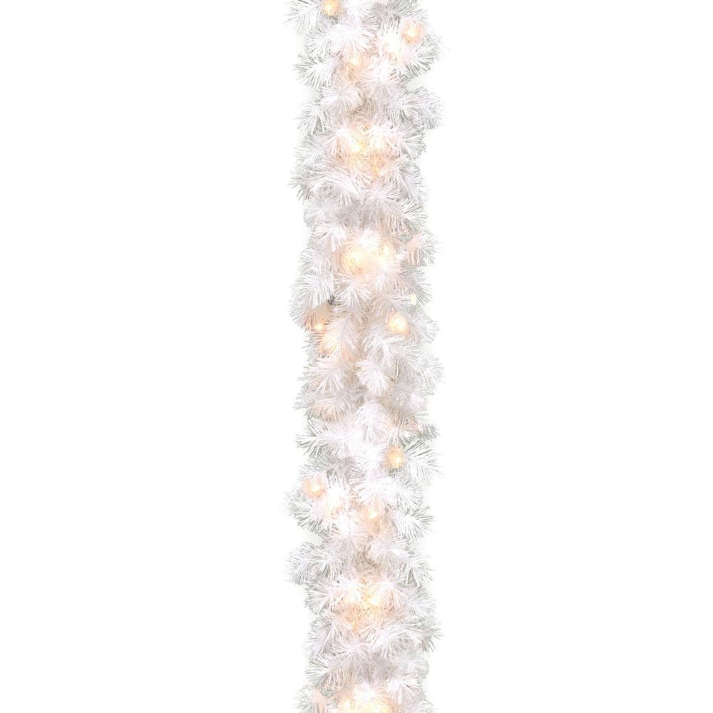  Wispy Willow White 9 ft. Garland with Clear Lights