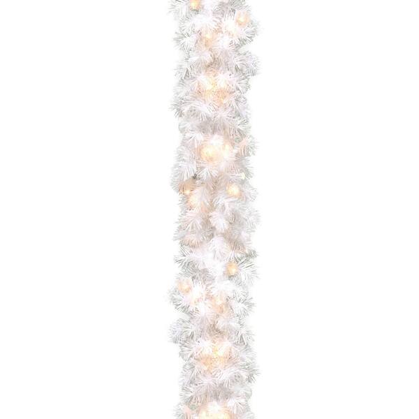 Unbranded Wispy Willow White 9 ft. Garland with Clear Lights