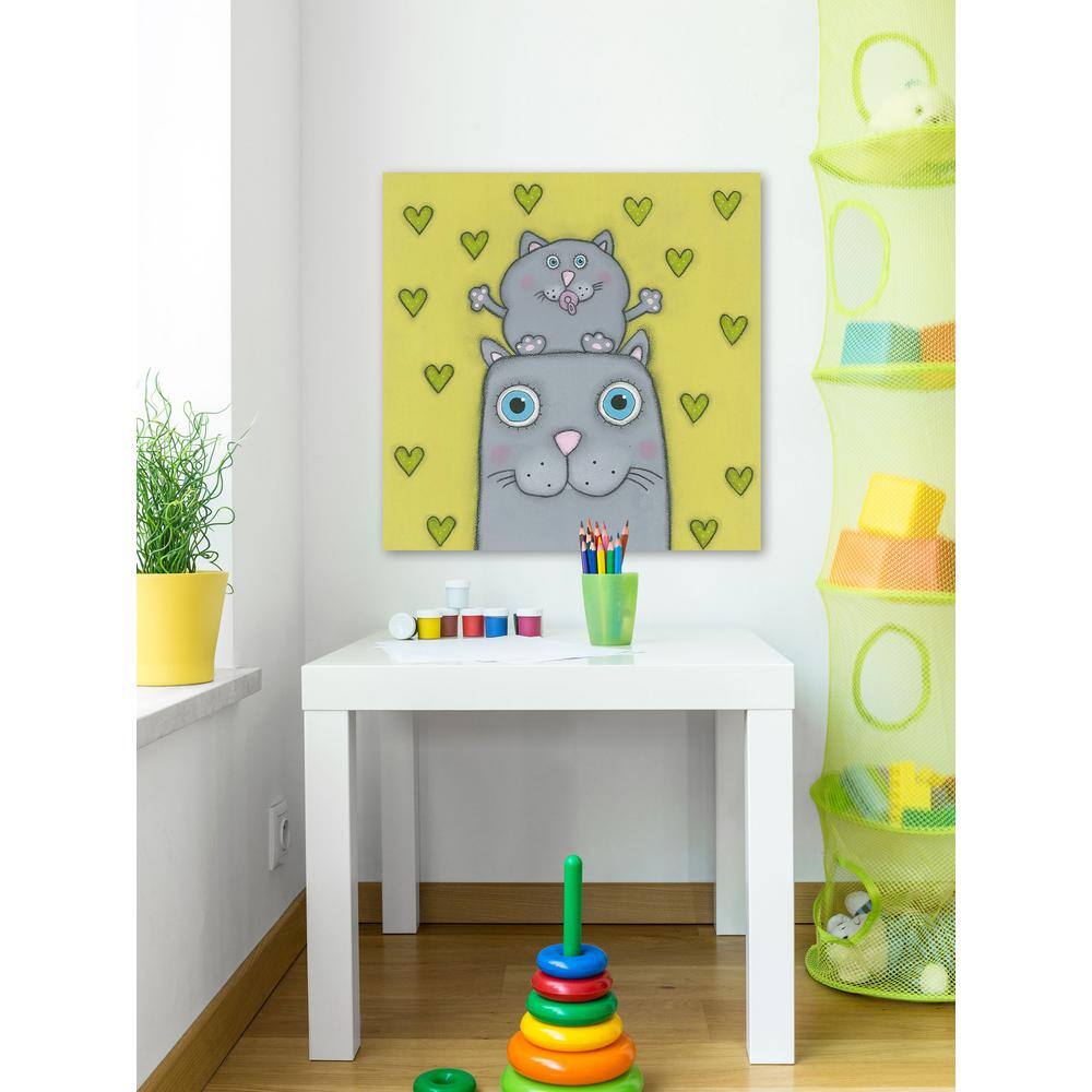 40 in. H x 40 in. W Cat with Kitten by Tatijana Lawrence Printed Canva